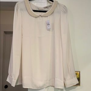 NWT LOFT Pearl Peter Pan Collar Blouse